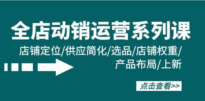 （9845期）全店·动销运营系列课：店铺定位/供应简化/选品/店铺权重/产品布局/上新-酷吧易资源网