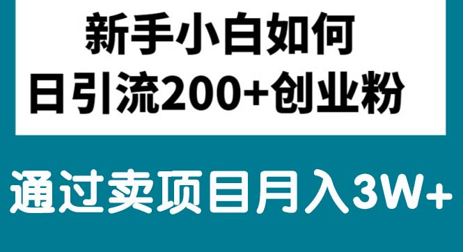 （10843期）新手小白日引流200+创业粉,通过卖项目月入3W+-酷吧易资源网