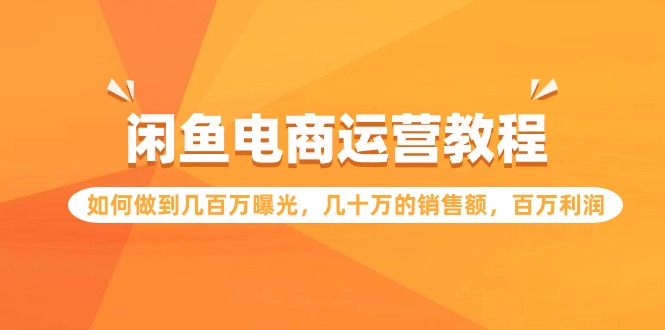 闲鱼电商运营教程：如何做到几百万曝光，几十万的销售额，百万利润-酷吧易资源网