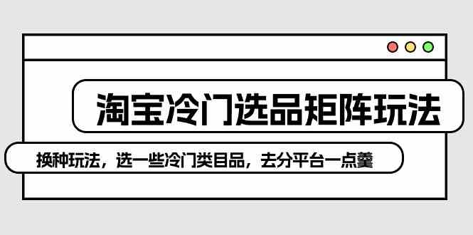 （10159期）淘宝冷门选品矩阵玩法：换种玩法，选一些冷门类目品，去分平台一点羹-酷吧易资源网