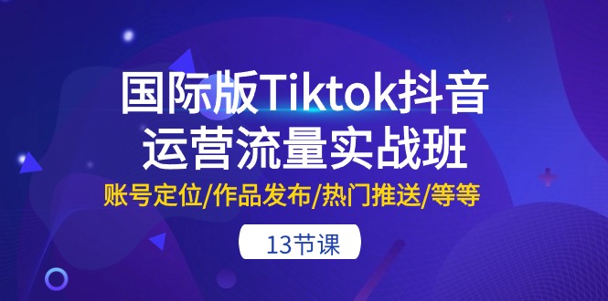 国际版Tiktok抖音运营流量实战班：账号定位/作品发布/热门推送/等等（13节）-酷吧易资源网