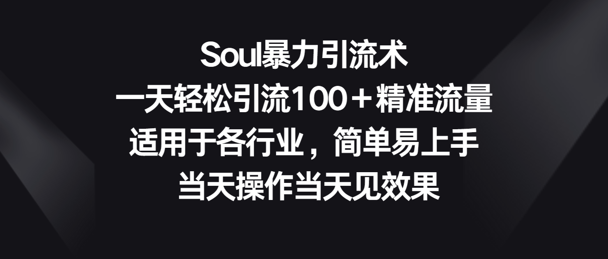 Soul暴力引流术，一天轻松引流100＋精准流量，适用于各行业，简单易上手！-酷吧易资源网