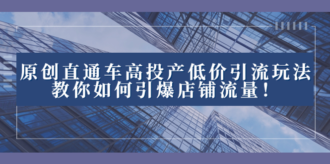 2023直通车高投产低价引流玩法，教你如何引爆店铺流量！-酷吧易资源网