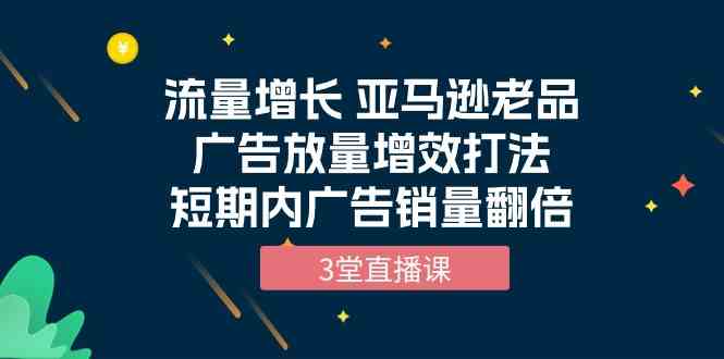 流量增长 亚马逊老品广告放量增效打法，短期内广告销量翻倍（3堂直播课）-酷吧易资源网