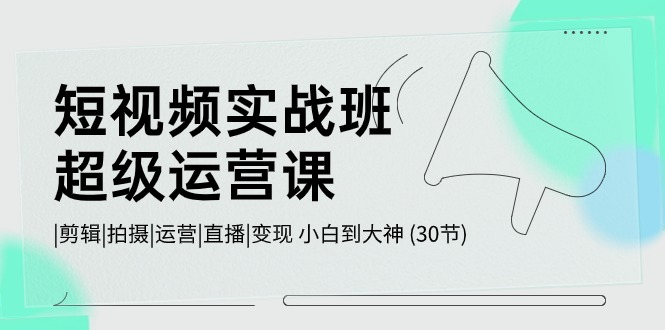 短视频实战班超级运营课 |剪辑|拍摄|运营|直播|变现 小白到大神 (30节)-酷吧易资源网