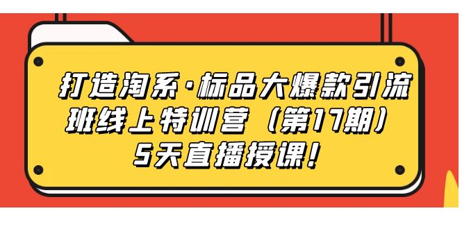 打造淘系·标品大爆款引流班线上特训营（第17期）5天直播授课！-酷吧易资源网